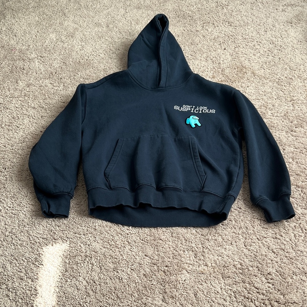 Dark Blue Among Us Hoodie kids